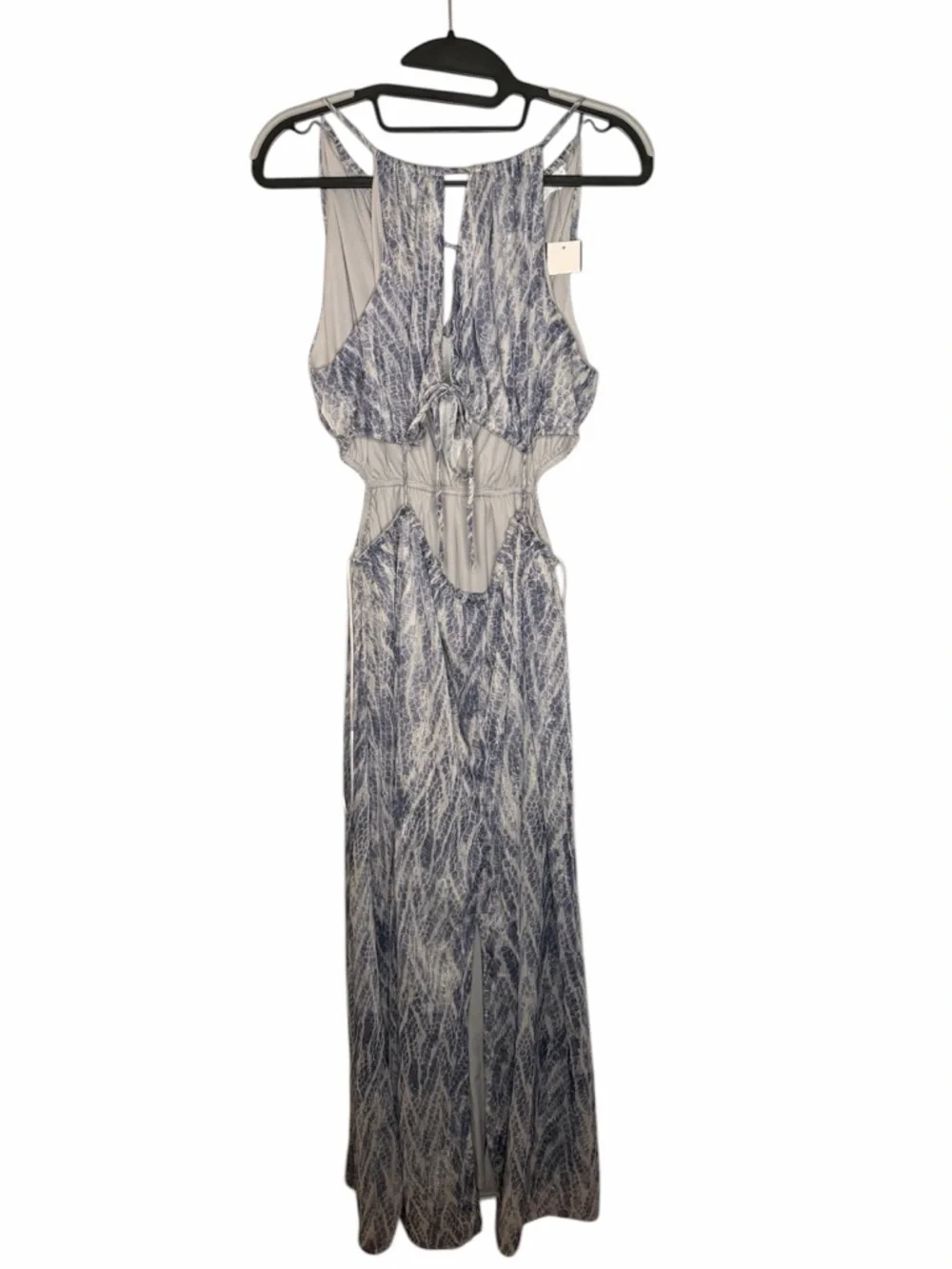 ASTR the Label Snakeskin Blue Halter Cutout Maxi Dress - Picture 4 of 7